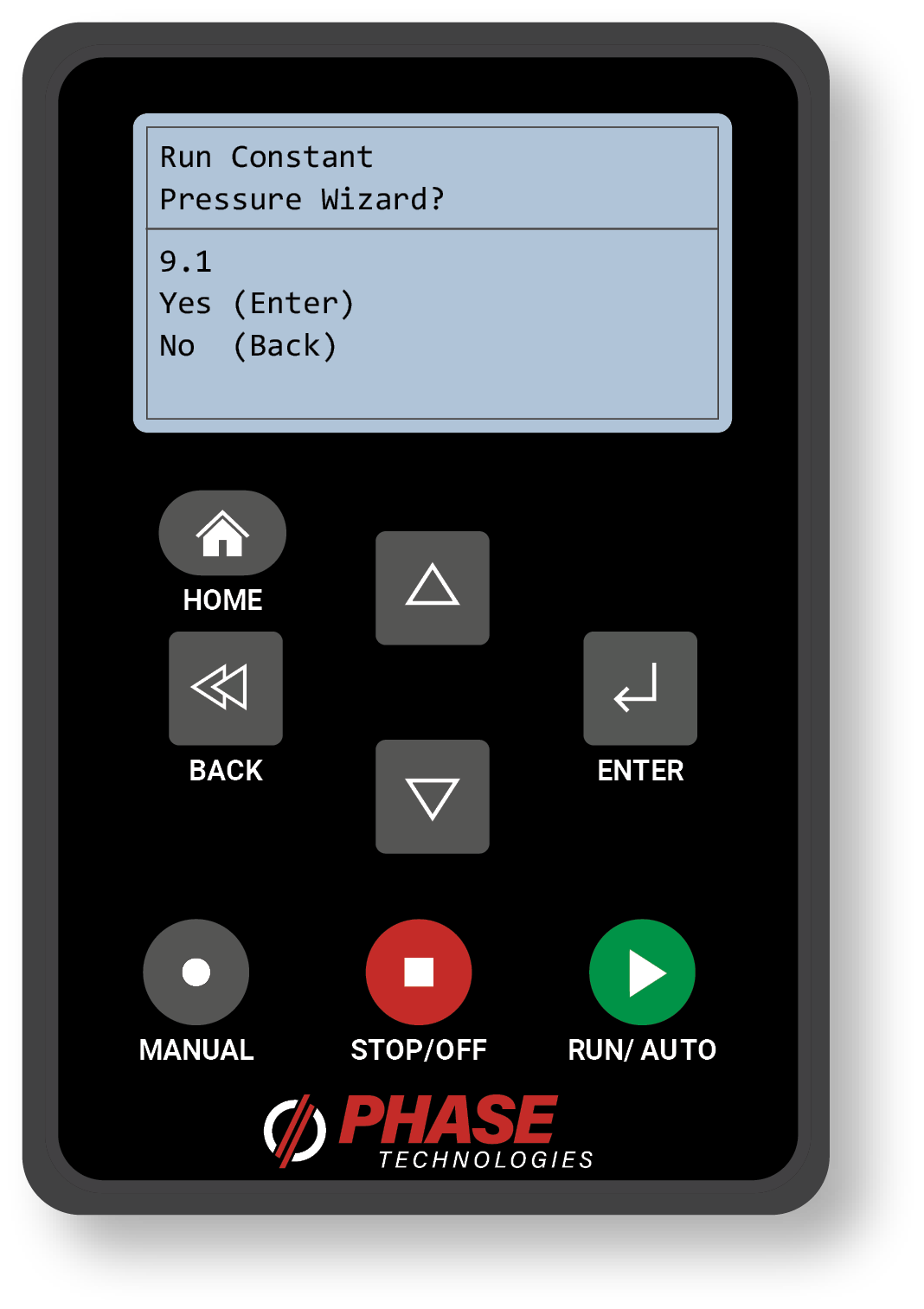 Phase VFD keypad running the Perfect Pressure constant-pressure setup ...