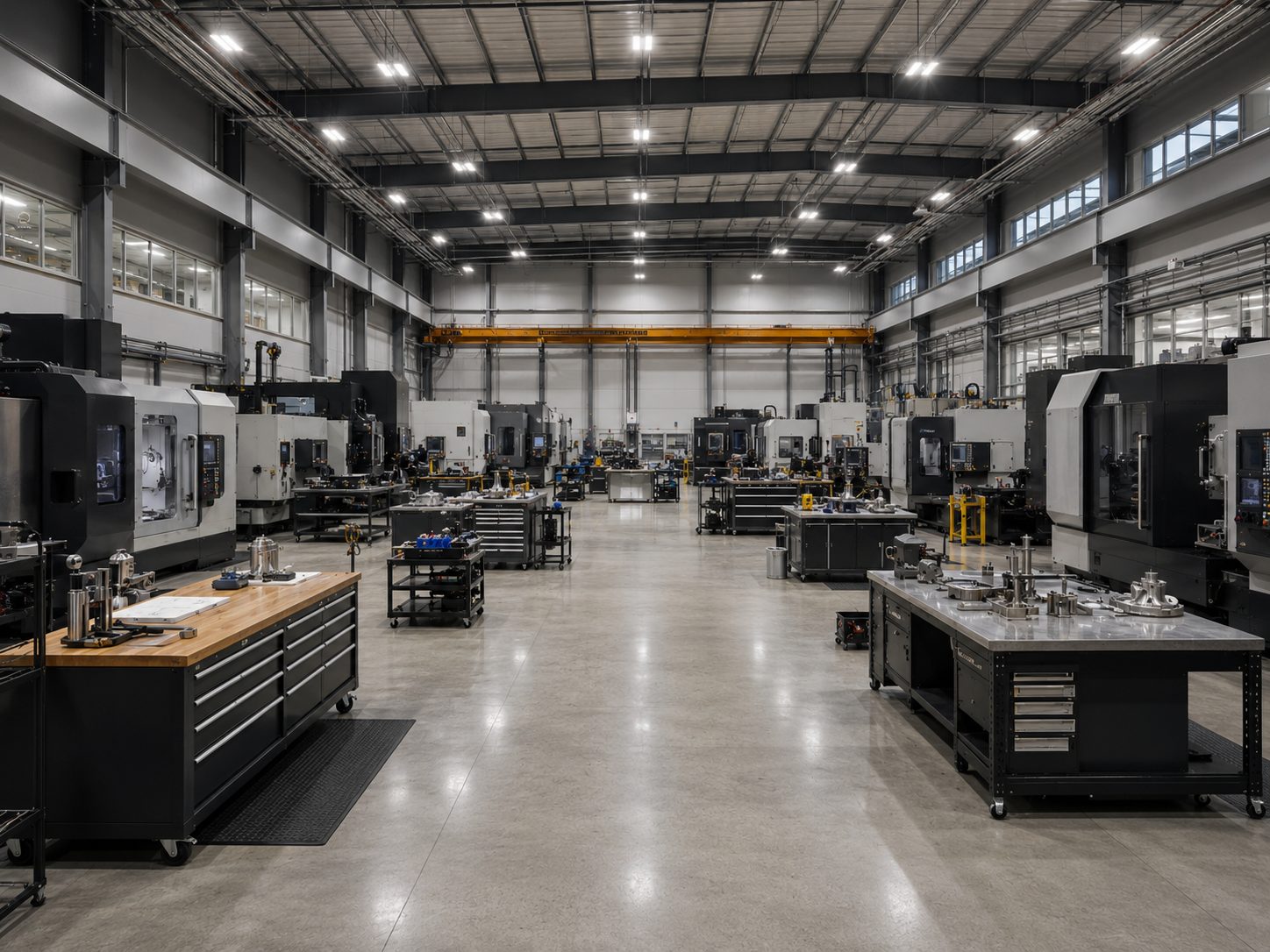 Industrial CNC machine shop running on Phase Perfect three-phase power