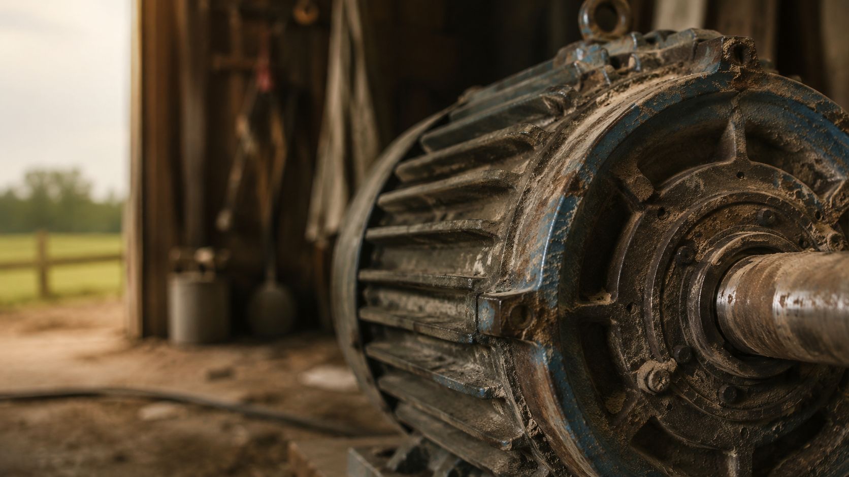 Three-phase electric motor on a farm